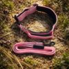 Kit collier et laisse pour chien – collier avec poignée + laisse antidérapante – Taille M Rose